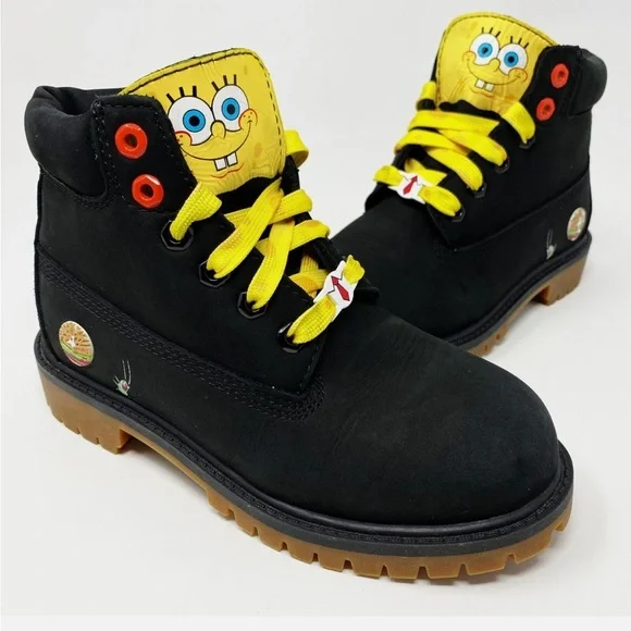 SpongeBob Black Boots with Yellow Laces toddler 10is - Picture 1 of 1